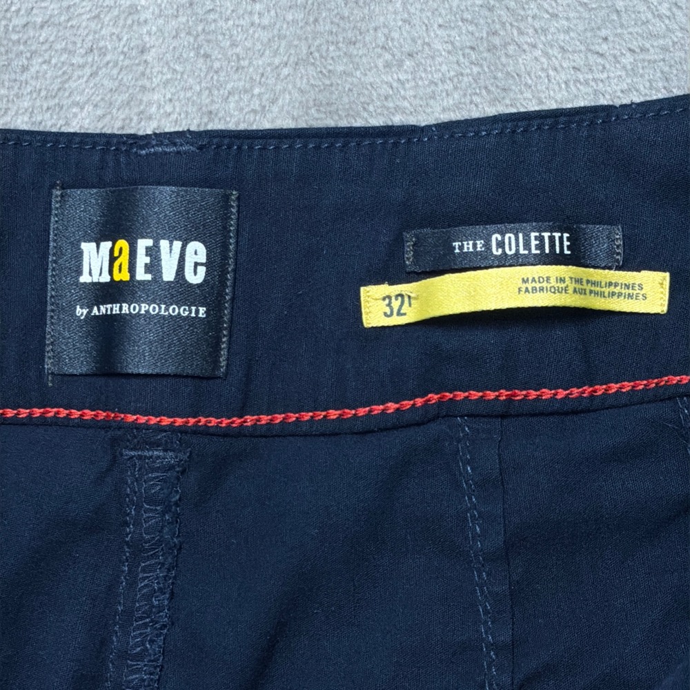 Maeve The Colette Pants Womens 32 Navy Blue Star Embroidered Wide Leg Cropped - Picture 2 of 14